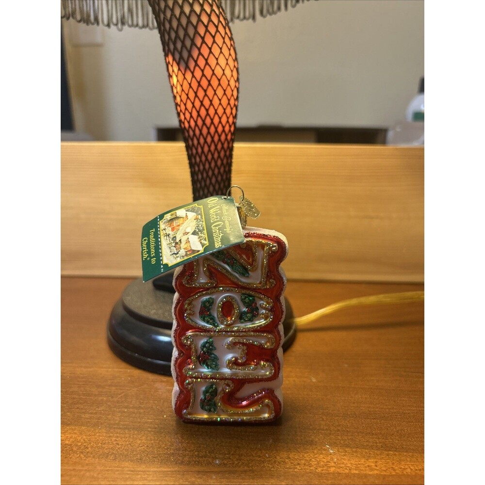 Vintage Old World Christmas Noel Blown Glass Glitter Ornament  Ribbon Candy NWT